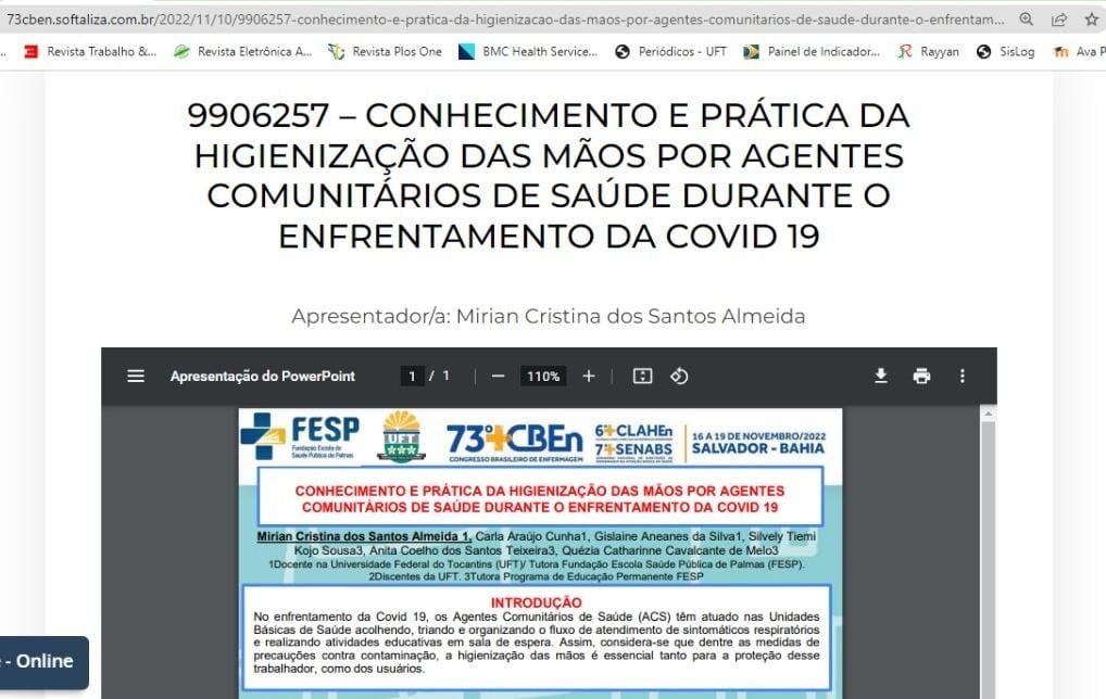 Projeto aprovado no 73º CBEn foi apresentado na modalidade e-Poster
